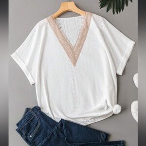 SHEIN Large Eyelet/lace white shirt